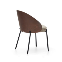 Load image into Gallery viewer, Eamy chair in light brown chenille with ash veneer in walnut finish and black metal - image 5