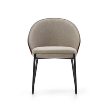 Load image into Gallery viewer, Eamy chair in light brown chenille with ash veneer in walnut finish and black metal - image 7