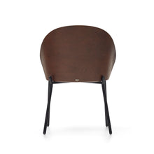 Load image into Gallery viewer, Eamy chair in light brown chenille with ash veneer in walnut finish and black metal - image 9