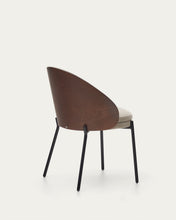 Load image into Gallery viewer, Eamy chair in light brown chenille with ash veneer in walnut finish and black metal - image 13