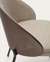 Load image into Gallery viewer, Eamy chair in light brown chenille with ash veneer in walnut finish and black metal - image 14