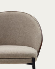 Load image into Gallery viewer, Eamy chair in light brown chenille with ash veneer in walnut finish and black metal - image 15