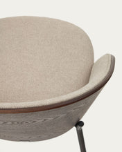 Load image into Gallery viewer, Eamy chair in light brown chenille with ash veneer in walnut finish and black metal - image 16