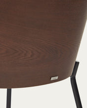 Load image into Gallery viewer, Eamy chair in light brown chenille with ash veneer in walnut finish and black metal - image 18
