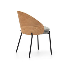 Load image into Gallery viewer, Eamy chair light grey chenille and ash wood veneer with a natural finish and black metal - image 5