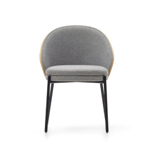 Load image into Gallery viewer, Eamy chair light grey chenille and ash wood veneer with a natural finish and black metal - image 8