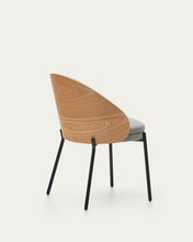Load image into Gallery viewer, Eamy chair light grey chenille and ash wood veneer with a natural finish and black metal - image 13