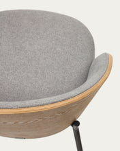 Load image into Gallery viewer, Eamy chair light grey chenille and ash wood veneer with a natural finish and black metal - image 16