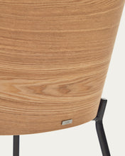 Load image into Gallery viewer, Eamy chair light grey chenille and ash wood veneer with a natural finish and black metal - image 18