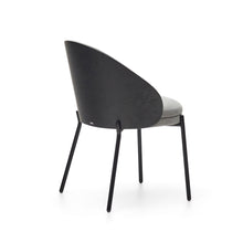 Load image into Gallery viewer, Eamy chair light grey chenilla and ash wood veneer with a black finish and black metal - image 5