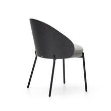 Load image into Gallery viewer, Eamy chair light grey chenilla and ash wood veneer with a black finish and black metal - image 6