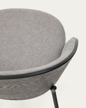 Load image into Gallery viewer, Eamy chair light grey chenilla and ash wood veneer with a black finish and black metal - image 16