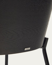 Load image into Gallery viewer, Eamy chair light grey chenilla and ash wood veneer with a black finish and black metal - image 18