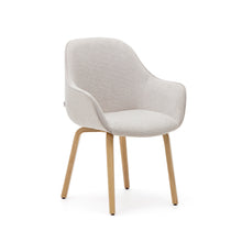 Load image into Gallery viewer, Aleli beige chenille chair with solid ash wood legs and natural finish - image 2