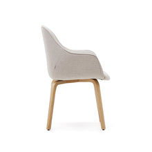 Load image into Gallery viewer, Aleli beige chenille chair with solid ash wood legs and natural finish - image 3