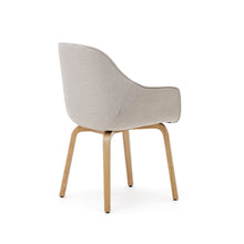 Load image into Gallery viewer, Aleli beige chenille chair with solid ash wood legs and natural finish - image 6