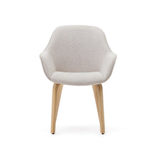 Load image into Gallery viewer, Aleli beige chenille chair with solid ash wood legs and natural finish - image 8