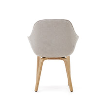 Load image into Gallery viewer, Aleli beige chenille chair with solid ash wood legs and natural finish - image 9