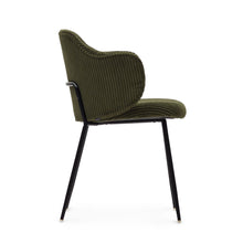 Load image into Gallery viewer, Yunia chair in green wide seam corduroy with steel legs in a painted black finish FR - image 2