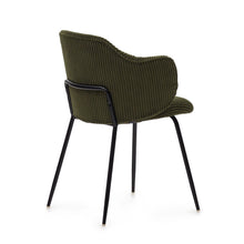 Load image into Gallery viewer, Yunia chair in green wide seam corduroy with steel legs in a painted black finish FR - image 3