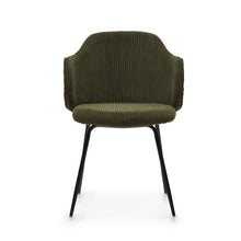 Load image into Gallery viewer, Yunia chair in green wide seam corduroy with steel legs in a painted black finish FR - image 4