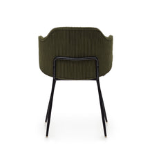Load image into Gallery viewer, Yunia chair in green wide seam corduroy with steel legs in a painted black finish FR - image 5