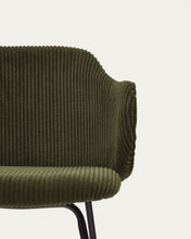 Load image into Gallery viewer, Yunia chair in green wide seam corduroy with steel legs in a painted black finish FR - image 7