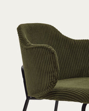 Load image into Gallery viewer, Yunia chair in green wide seam corduroy with steel legs in a painted black finish FR - image 8