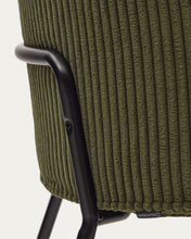 Load image into Gallery viewer, Yunia chair in green wide seam corduroy with steel legs in a painted black finish FR - image 9