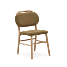 Load image into Gallery viewer, Helda chair in green chenille and solid oak wood FSC Mix Credit
