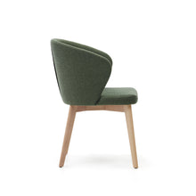 Load image into Gallery viewer, Darice chair in green chenille and solid beech wood in a natural finish FSC 100% - image 3
