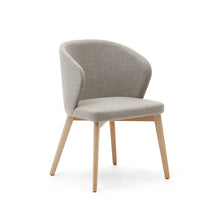 Load image into Gallery viewer, Darice chair in brown chenille and solid beech wood in a natural finish FSC 100%