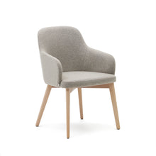 Load image into Gallery viewer, Nelida chair in brown chenille and solid beech wood in a natural finish FSC 100%