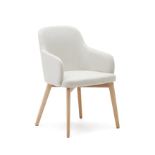 Load image into Gallery viewer, Nelida chair in beige chenille and solid beech wood in a natural finish FSC 100%