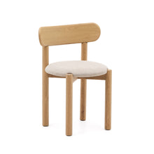 Load image into Gallery viewer, Nebai chair in beige chenille with a solid oak wood structure and natural finish FSC MIX Credit