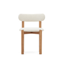 Load image into Gallery viewer, Nebai chair in white bouclé and solid oak wood structure with natural finish - image 7