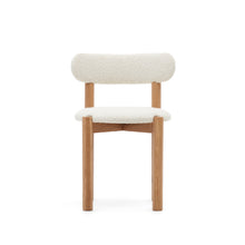 Load image into Gallery viewer, Nebai chair in white bouclé and solid oak wood structure with natural finish - image 8