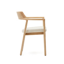 Load image into Gallery viewer, Alocs chair removable cover in beige chenille solid oak wood natural finish FSC Mix Credit - image 3