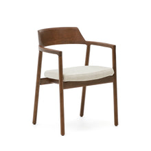 Load image into Gallery viewer, Alocs chair removable cover in beige chenille solid oak wood walnut finish FSC Mix Credit - image 2