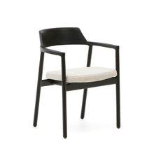 Load image into Gallery viewer, Alocs chair removable cover in beige chenille solid oak wood black finish FSC Mix Credit