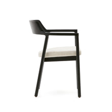 Load image into Gallery viewer, Alocs chair removable cover in beige chenille solid oak wood black finish FSC Mix Credit - image 3