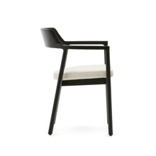 Load image into Gallery viewer, Alocs chair removable cover in beige chenille solid oak wood black finish FSC Mix Credit - image 4