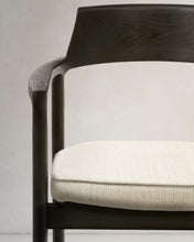 Load image into Gallery viewer, Alocs chair removable cover in beige chenille solid oak wood black finish FSC Mix Credit - image 13