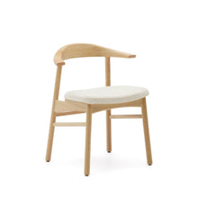 Load image into Gallery viewer, Timons chair removable cover in beige chenille solid oak wood natural finish FSC Mix Credit - image 2