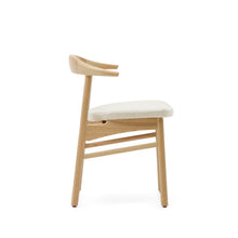 Load image into Gallery viewer, Timons chair removable cover in beige chenille solid oak wood natural finish FSC Mix Credit - image 4