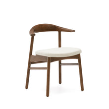 Load image into Gallery viewer, Timons chair removable cover in beige chenille solid oak wood walnut finish FSC Mix Credit