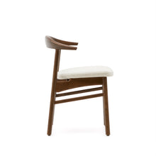 Load image into Gallery viewer, Timons chair removable cover in beige chenille solid oak wood walnut finish FSC Mix Credit - image 3
