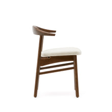 Load image into Gallery viewer, Timons chair removable cover in beige chenille solid oak wood walnut finish FSC Mix Credit - image 4