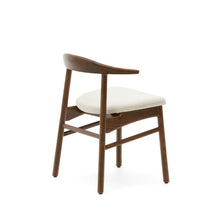 Load image into Gallery viewer, Timons chair removable cover in beige chenille solid oak wood walnut finish FSC Mix Credit - image 5