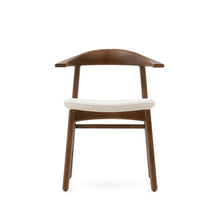Load image into Gallery viewer, Timons chair removable cover in beige chenille solid oak wood walnut finish FSC Mix Credit - image 7